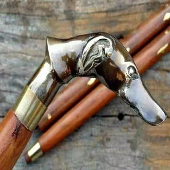 Старинная трость с латунной ручкой в виде головы собаки, деревянная трость ручной работы, 93,98 см как