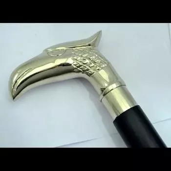 Старинная трость с ручкой в виде головы орла, винтажная деревянная трость-реплика