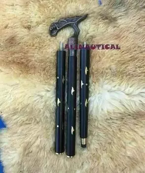 Старинная трость с ручкой в виде головы дракона, черная деревянная трость, антиквариат 91 см