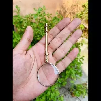 Старинная винтажная цепочка для ключей с увеличительным стеклом. Коллекционное кольцо для ключей с практичной изюминкой.