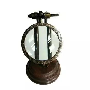 Старинное латунное увеличительное стекло, увеличительное стекло, настольная деревянная подставка, старинная