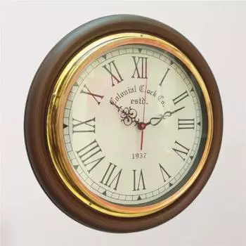Старинные колониальные 12-дюймовые деревянные настенные часы - винтажные декоративные часы в морском стиле для вневременной элегантности в домашнем декоре