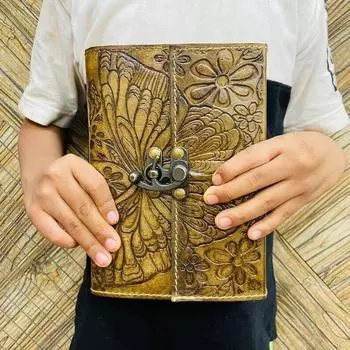 Старинные кожаные дневники «Бабочка заклинает» и антикварный подарок 8 x 6 in коричневый