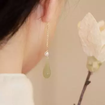 Старинные круглые серьги с кисточками, висячие серьги в китайском стиле, женские серьги-подвески белый