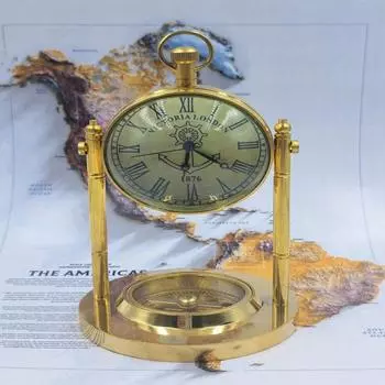 Старинные латунные настольные часы со стеклянным дизайном – 14 см, винтажный стиль, декоративные для рабочего стола, офисного стола, домашнего декора, свадебного подарка как