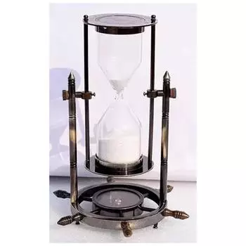 Старинные латунные песочные часы с колесным компасом, декоративный винтажный вид