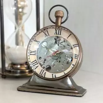 Старинные латунные трофейные настольные часы Механические винтажные настольные декоративные подарки коричневый