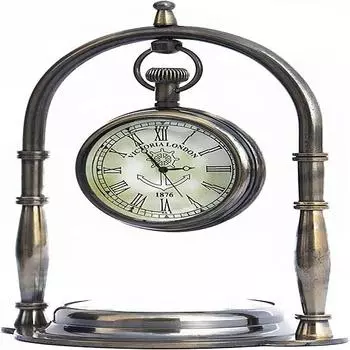 Старинные морские викторианские часы Лондон 1876 года из латуни с настольным декором и компасом