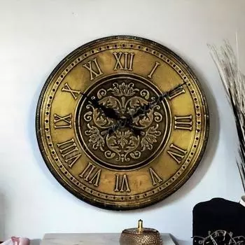 Старинные настенные часы из латуни, деревянные, ручной работы