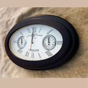 Старинные овальные 17-дюймовые деревянные настенные часы - винтажные декоративные часы в морском стиле для уникального декора дома и офиса