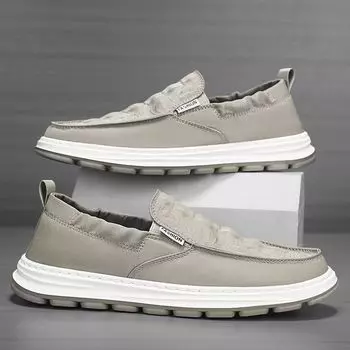 Старинные пекинские туфли из ткани, мужские туфли для вождения, прохладные и удобные туфли из ткани Ice Silk с низким верхом и мягкой подошвой. 39 серый