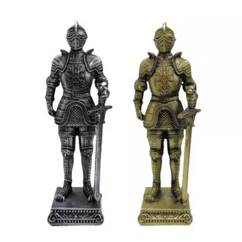 Старинные рыцарские доспехи, статуэтка из смолы, стоящая статуя для коллекционеров и любителей истории, декор для домашнего офиса и стола