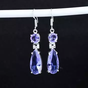 Старинные серьги с александритовым драгоценным камнем, серьги из стерлингового серебра 925 пробы, серьги-подвески из серебра в стиле бохо, подарки на День благодарения, подарки для нее 2.95 синий