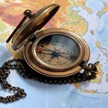 Старинные солнечные часы, карманный компас с цепочкой и кнопкой – 6,35 см как