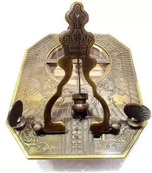 Старинные солнечные часы ручной работы, компас, гравированный морской навигационный инструмент для декора