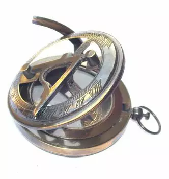 Старинные старинные карманные солнечные часы с кнопкой Halloweenbrass Sundial Compass Black