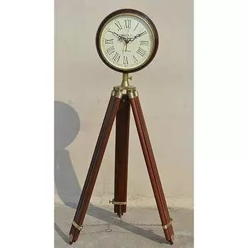 Старинные старинные латунные и деревянные часы с деревянным антикварным штативом 70 дюймов