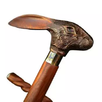 Старинные трости для ходьбы с ручкой в виде головы кролика. Винтажные дизайнерские деревянные трости для ходьбы.