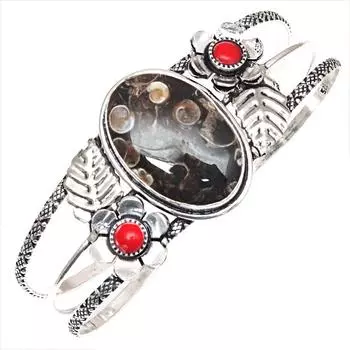 Старинные ювелирные изделия Turtela Jasper Gemstone Браслеты-манжеты 7 Регулируемые