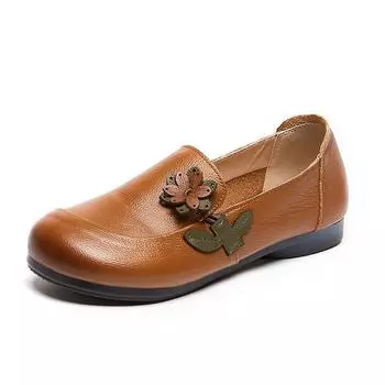 Старинные женские туфли ручной работы на плоской подошве, новые цветочные мокасины 2024 года, женские роскошные туфли из коровьей кожи для мам и женщин, мокасины для длительных прогулок CN 35 зелёный