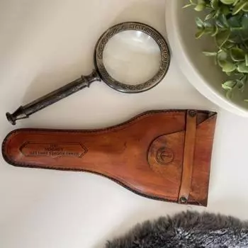 Старинный антикварный кожаный футляр Генри Лондона из латуни, морское портативное увеличительное стекло как