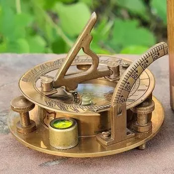 Старинный компас с солнечными часами, подарок для него, футляр для морского компаса, идея подарка ручной работы на юбилей, день рождения, сувениры