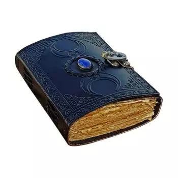 Старинный кожаный журнал богини тройной луны, ведьмин камень, бумага с краями, пустая книга заклинаний теней, журнал гримуара, отличная подарочная книга 7 x 5 in чёрный