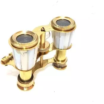 Старинный латунный бинокль с ручкой – золотисто-белый, 10,16 см как