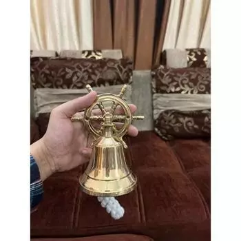 Старинный латунный корабельный колокол, морской подвесной дверной звонок с настенным кронштейном