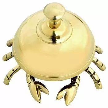 Старинный латунный крабовый колокольчик в гостинице Стойка регистрации Колокольчик Настольный колокольчик для учителя