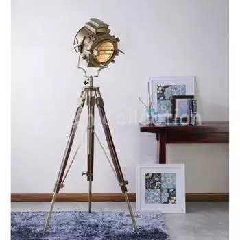 Старинный латунный торшер на штативе, винтажный морской прожектор в стиле ретро, промышленный декор, домашний декор, поисковый светильник для гостиной