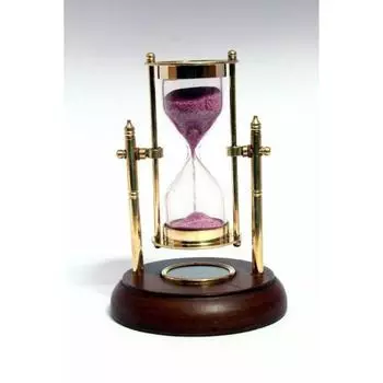 Старинный песочный таймер с компасом на деревянной основе, винтажные подвесные латунные песочные часы, морской подвесной латунный 5,5-дюймовый песочный таймер розовый