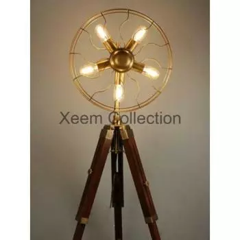 Старинный штатив Fan 5 Light Торшер с современным внешним видом Регулируемые деревянные штативы Торшеры Угловые