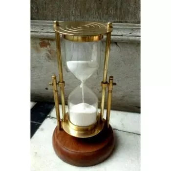 Старинный твердый латунный вращающийся 5-минутный подвесной морской песочный декор из дерева