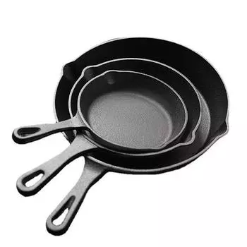 Старомодная чугунная мини-сковорода с плоским дном — толстая, с антипригарным покрытием, подходит для стейковых, газовых и индукционных плит 14cm