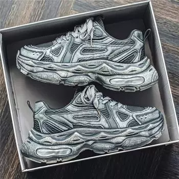 Старомодные грязные мужские туфли ретро-платформа папины туфли модная повседневная спортивная обувь студенческие дышащие кроссовки модная обувь 39 чёрный