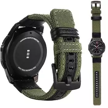 Starps для Samsung Galaxy watch 3 46 мм gear s3 Frontier Классический нейлоновый ремешок для часов для Garmin venu 2 20 мм 22 мм 20mm зелёный