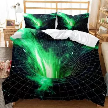 Starry Sky Duvet Cover Set King Size Green Sky Theme Abstract Style Arrangement Cosmos Concept Print Twin Polyester Bedding Set 70x133cm 2pcs