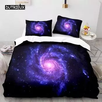 Starry Sky Duvet Cover Twin Size Universe Decor Twin Bedding Set Microfiber Outer Space Theme Milky Way Galaxy Comforter Cover EU single(135x200cm)