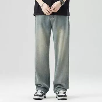 Starry Sky Pattern New High Street Wide-leg Pants Jeans Men s Loose Straight Pants Spring and Summer Thin 28