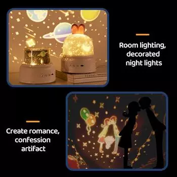 Starry Sky Projector Night Lights Bluetooth Speaker Deer USB Table Desk Lamp Bedroom Decoration For Kids Baby Birthday Gift розовый