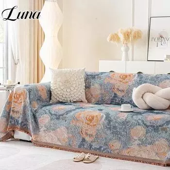 Starry Sky Sofa Covers for Living Room Art Flower Weave Throw Blanket Soft Anti-cat Scratch Four Seasons Slipcover Couch Towel 180x130