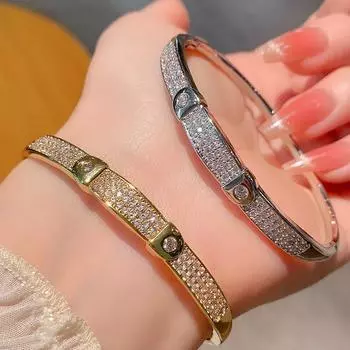 Starry Sky Wide Edition Медный комплект Цирконий Браслет Подарочный Премиум Парный Браслет с Аксессуарами 17CM