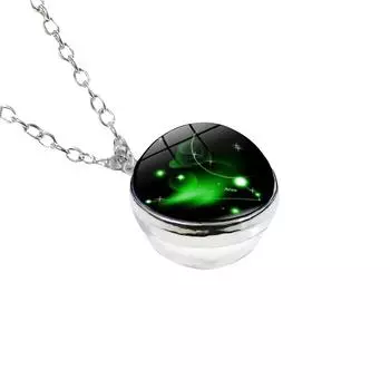 Starrys 12 Созвездие Стеклянный Шар Время Драгоценный Камень Нашивка Подвеска Ожерелье Цепочка Свитер One Size