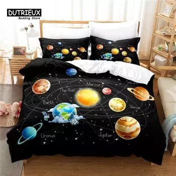 Stars And Sky Bedding Set, 3Pcs Duvet Cover Set, Soft Comfortable Breathable Duvet Cover, For Bedroom Guest Room Decor 150x200cm 3pcs