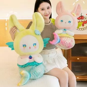 Stars Rabbit Plush Toy Dress Up Cartoon Anime Fluffty Doll Mermaid Rabbit Plush Doll Christmas Toy 28cm зелёный