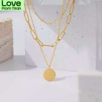 Старшая мода геометрические женские подвески ожерелья Джокер изящная золотая многослойная цепочка металлическое вечернее ожерелье ювелирные изделия 45cm золотой