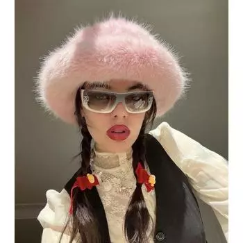 Старший Sense Of Искусственный меховая шапка Зимняя новая рыболовная шапка плюшевая холодная защитная ухо теплая шапка Tide женская шапка one size56-58cm розовый