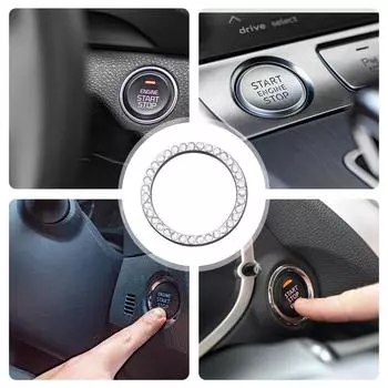 Start Engine Button Cover Bling Adhesive Ring Decorative Car Ignition Button Cover Universal Bling Car Decorations For Women Men белый