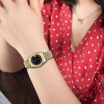 START-Женские часы Автоматические механические часы Водонепроницаемые календарные металлические женские часы с маленьким циферблатом Швейцарское качество золотой